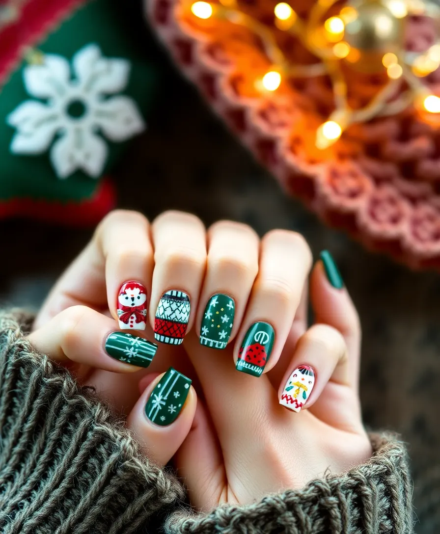 12 Winter Nail Designs That Will Have Everyone Asking 'Where Did You Get Those?!' - 5. Holiday Sweater Knits