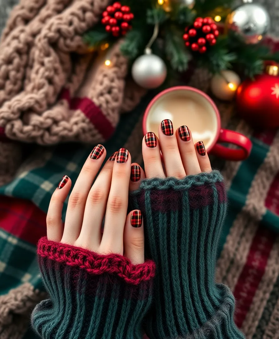 12 Winter Nail Designs That Will Have Everyone Asking 'Where Did You Get Those?!' - 2. Cozy Plaid Patterns