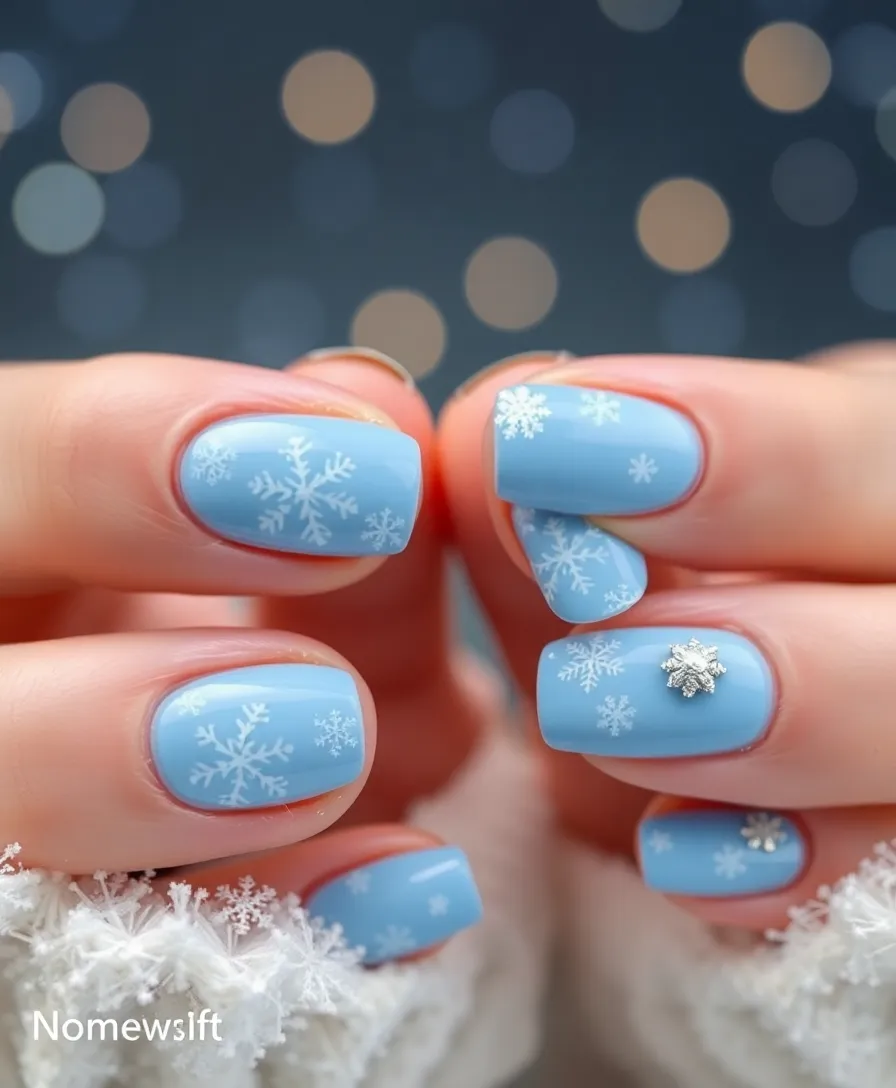 12 Winter Nail Designs That Will Have Everyone Asking 'Where Did You Get Those?!' - 1. Frosty Snowflake Elegance