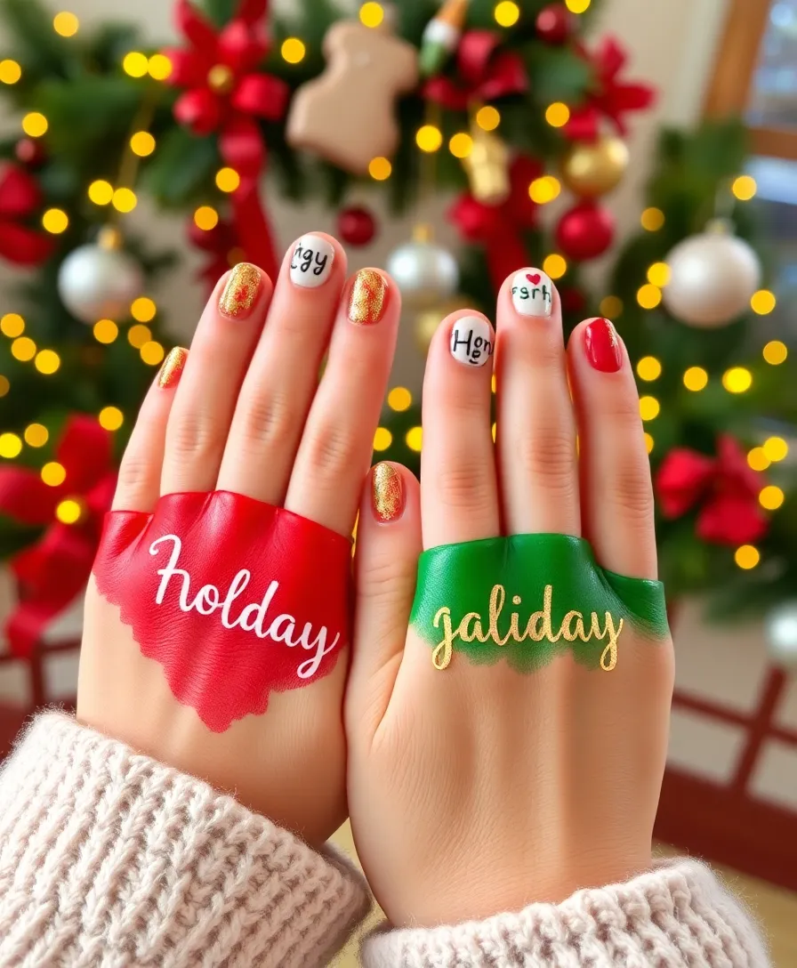 12 Winter Nail Designs That Will Have Everyone Asking 'Where Did You Get Those?!' - 12. Joyful Holiday Messages